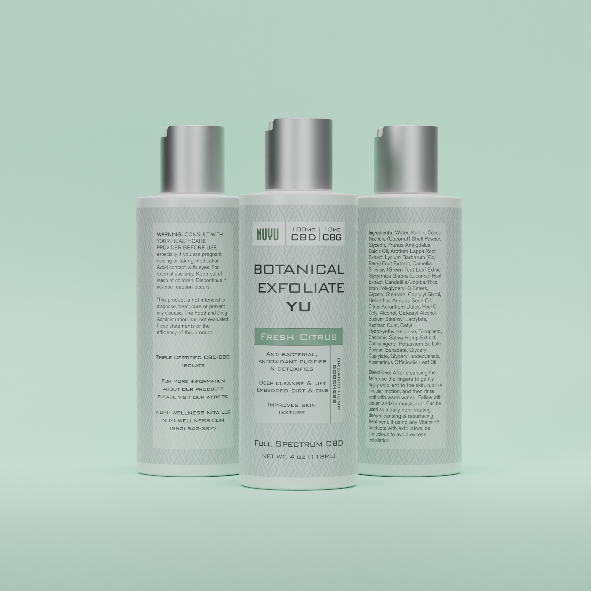 NUYU Botanical Exfoliate YU - Fresh Citrus - 4oz | CBD: 200mg | CBG: 10mg