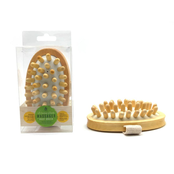 Wooden bath massager body brush