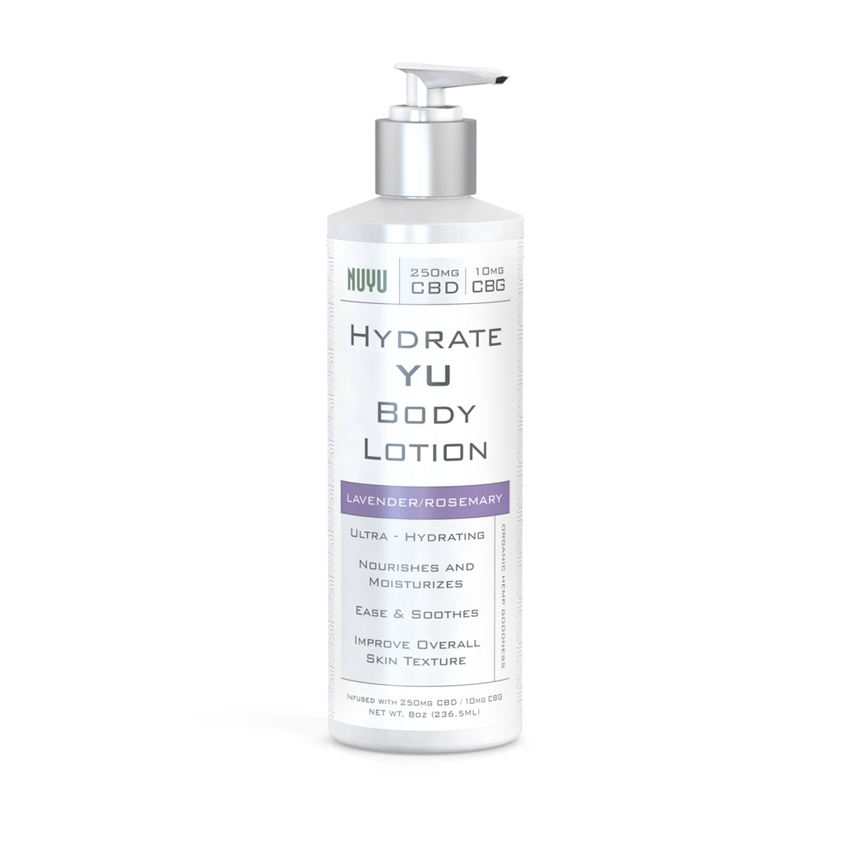 NUYU Hydrate YU Body Lotion - Lavender/Rosemary - 8oz | CBD: 250mg | CBG: 10mg