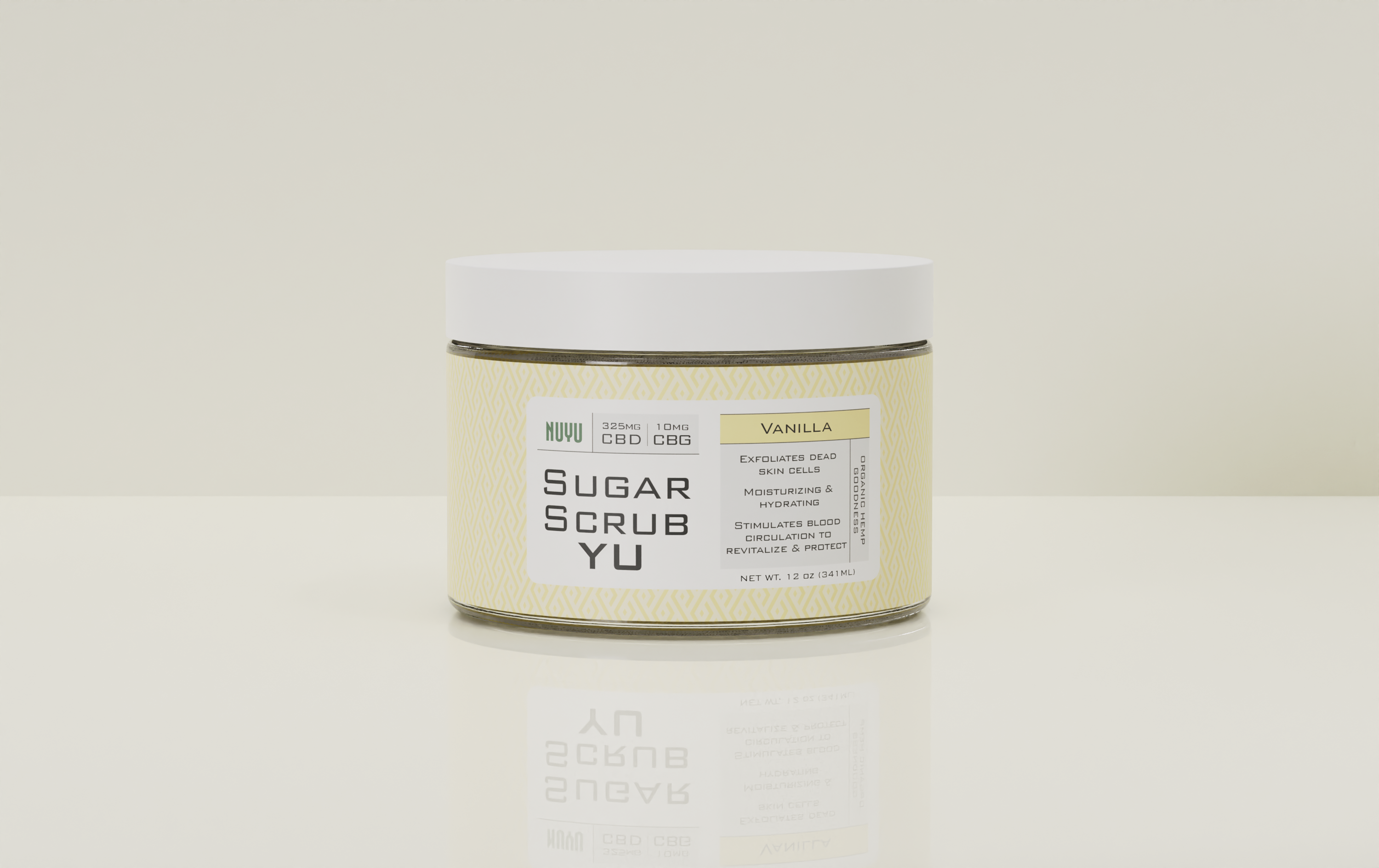 NUYU Sugar Scrub Yu - Vanilla | 12 oz (341ml) | 325mg CBD - 10mg CBG