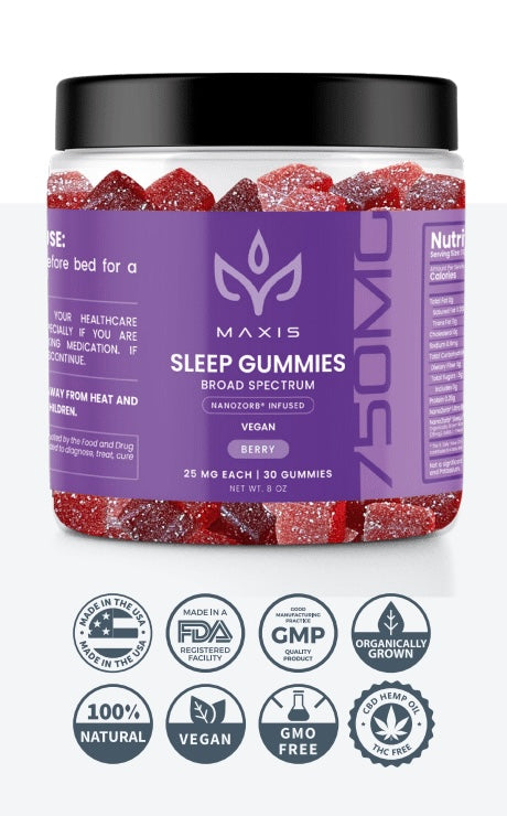 MAXIS - Sleep Gummies w/ CBD, CBN, and Melatonin | Berry | 25mg per serving